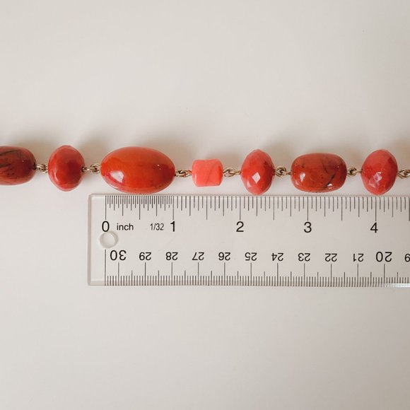 Avon Chunky Faux Stone Orange Beaded Chain Funky Bright Geometric Necklace - Picture 12 of 12